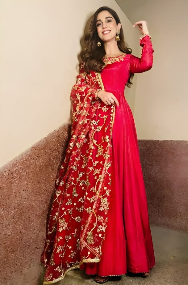 Trendy Wardrobe | Karwachauth Edition Red Designer Anarkali Set