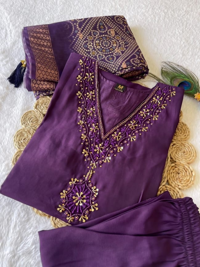 Trendy Wardrobe | Premium Silk Handwork Suit Set